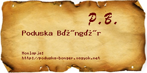 Poduska Böngér névjegykártya